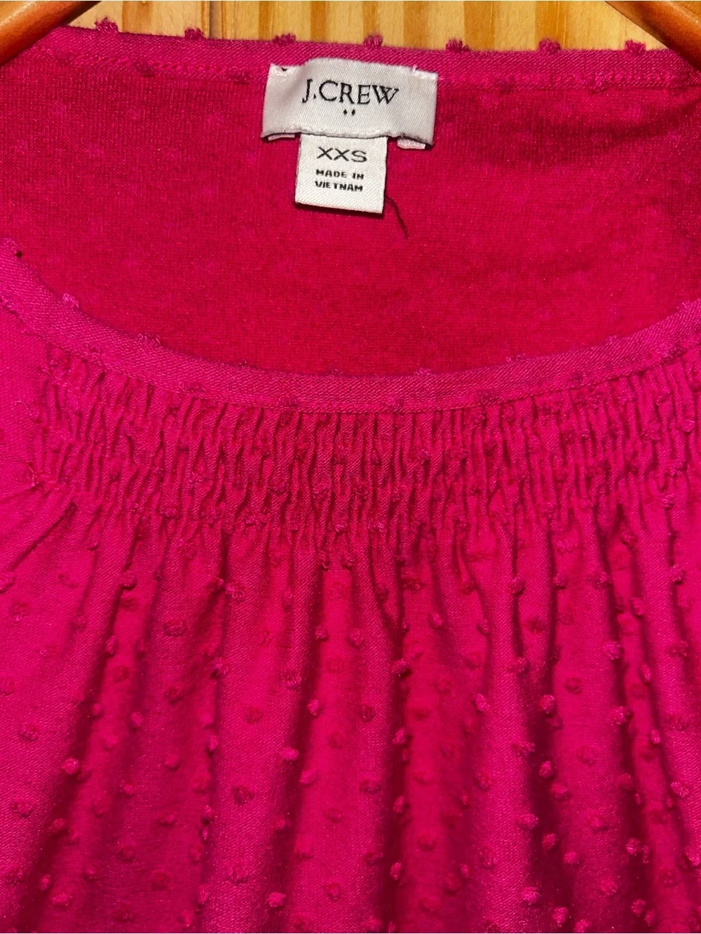 J. Crew Fuchsia Dotted Short Sleeve Blouse